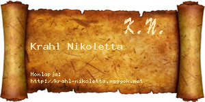 Krahl Nikoletta névjegykártya